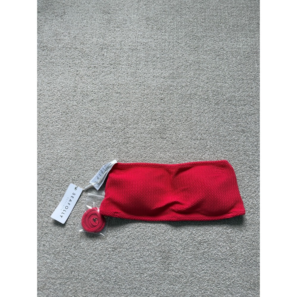 Seafolly Beach Chic Bandeau Bikini Top Size 12 AUS US 8 Chili Red Strapless